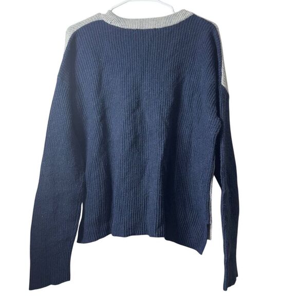 Madewell Women's L Gray Colorblock Pullover Sweater Patch Pockets Casual - Picture 2 of 7